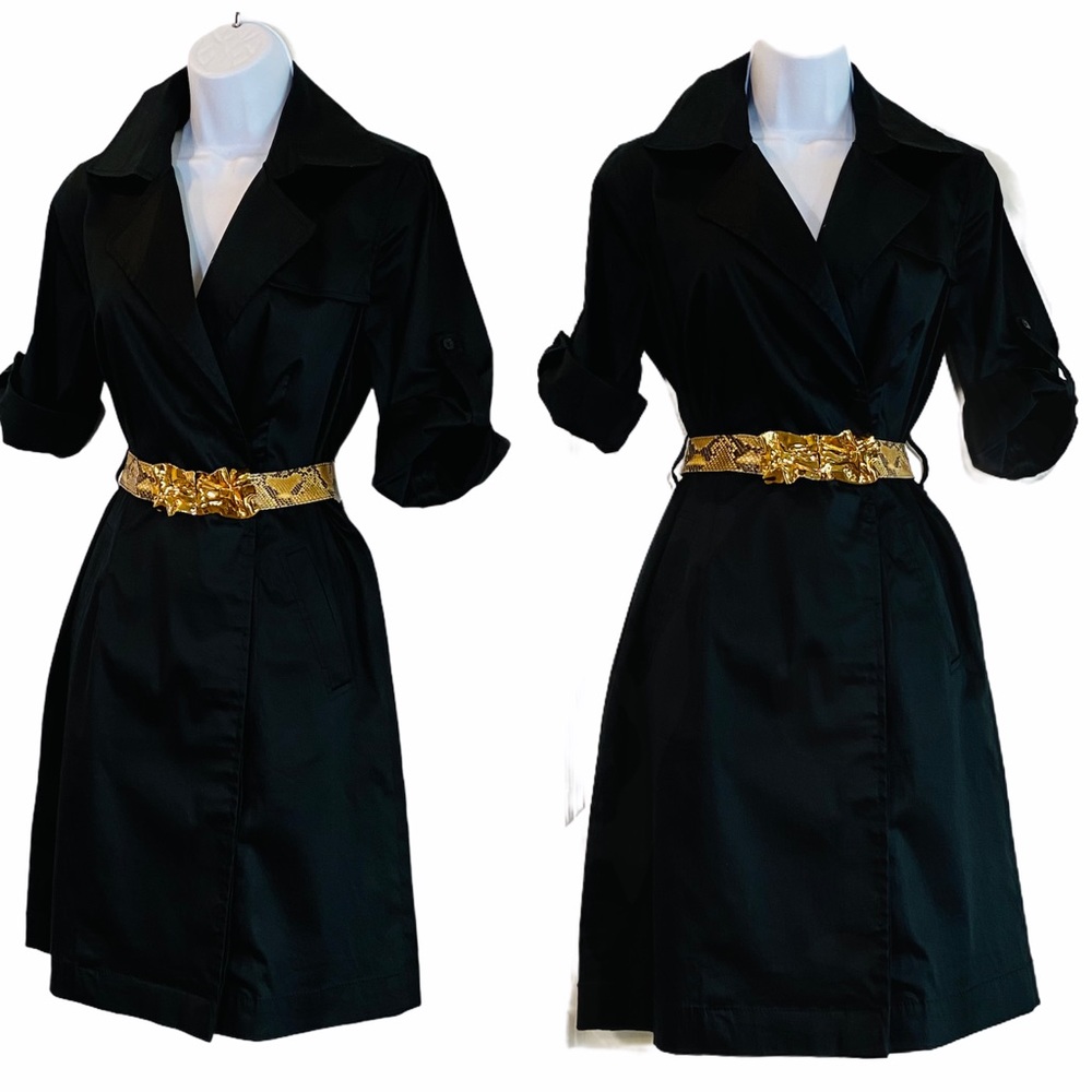 Ann Taylor Black Trench Style Dress Size 2